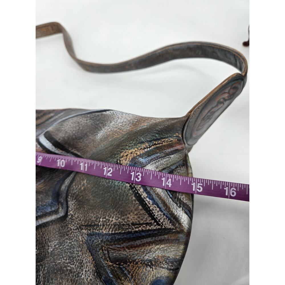 Jane Yoo Vintage Wearable Art Hand Painted Leather Crossbody Bucket Bag Purse - Picture 16 of 16